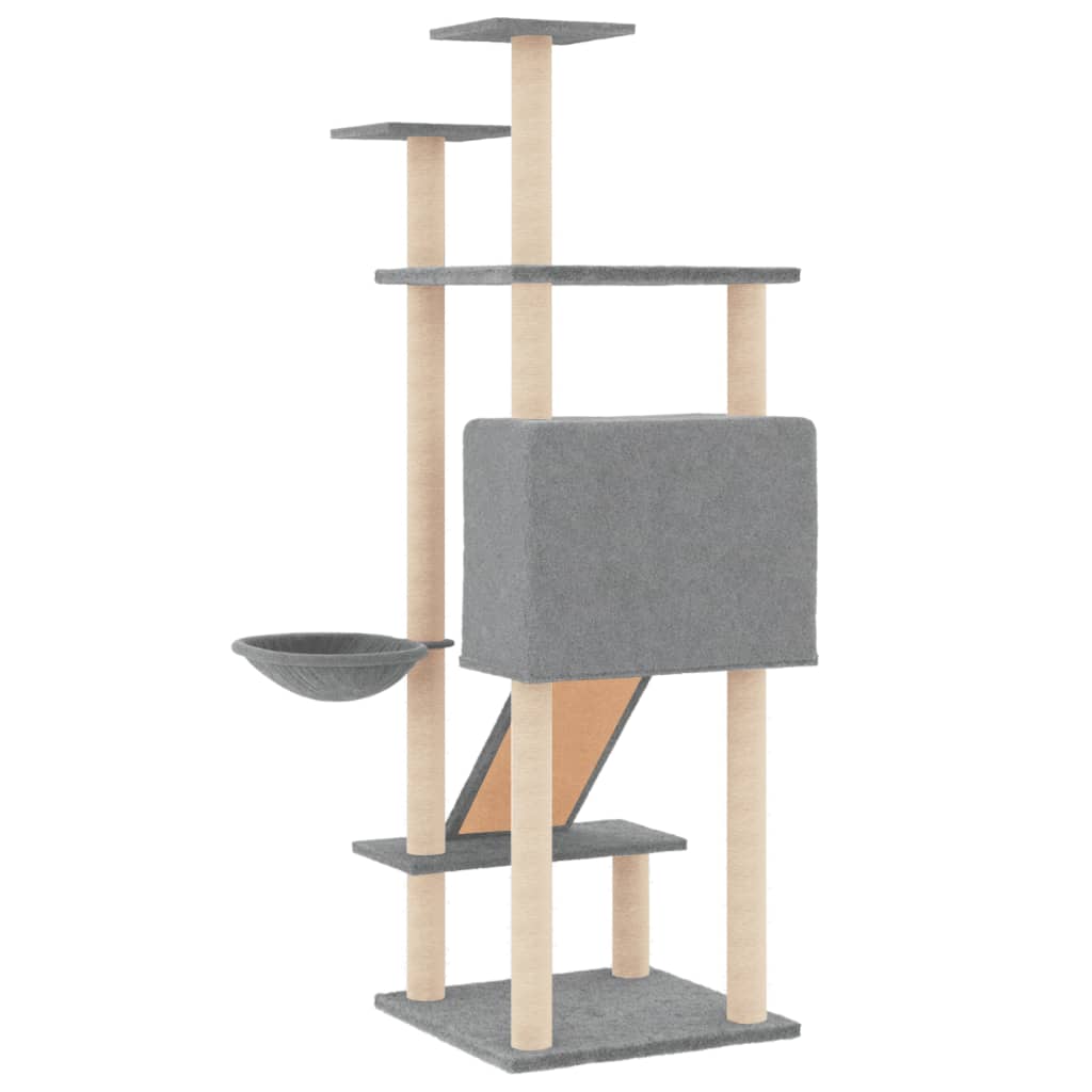 NNEVL Cat Tree with Sisal Scratching Posts Light Grey 153 cm