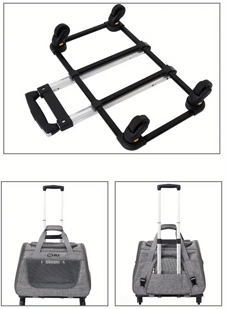 2-in-1 Cat Carrier with Wheels and Handle