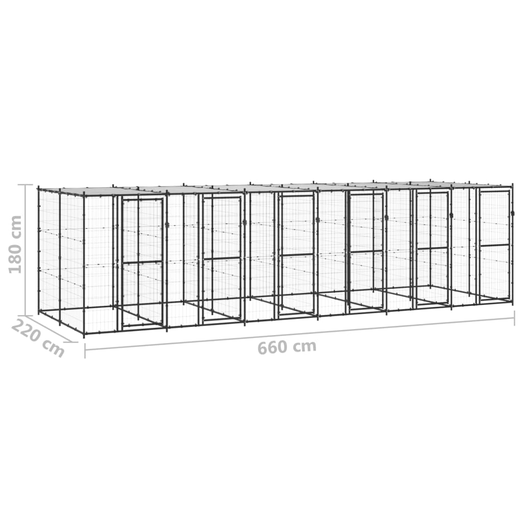 NNEVL Outdoor Dog Kennel Steel with Roof 14.52 m²