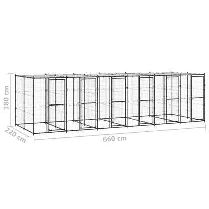 NNEVL Outdoor Dog Kennel Steel with Roof 14.52 m²