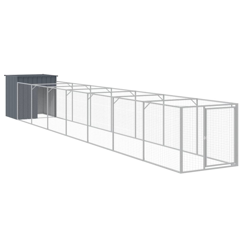 NNEVL Dog House with Run Anthracite 110x813x110 cm Galvanised Steel