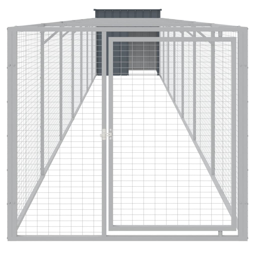 NNEVL Dog House with Run Anthracite 110x813x110 cm Galvanised Steel