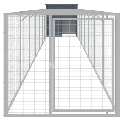 NNEVL Dog House with Run Anthracite 110x813x110 cm Galvanised Steel
