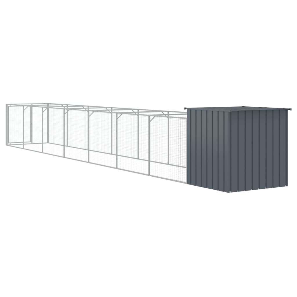 NNEVL Dog House with Run Anthracite 110x813x110 cm Galvanised Steel