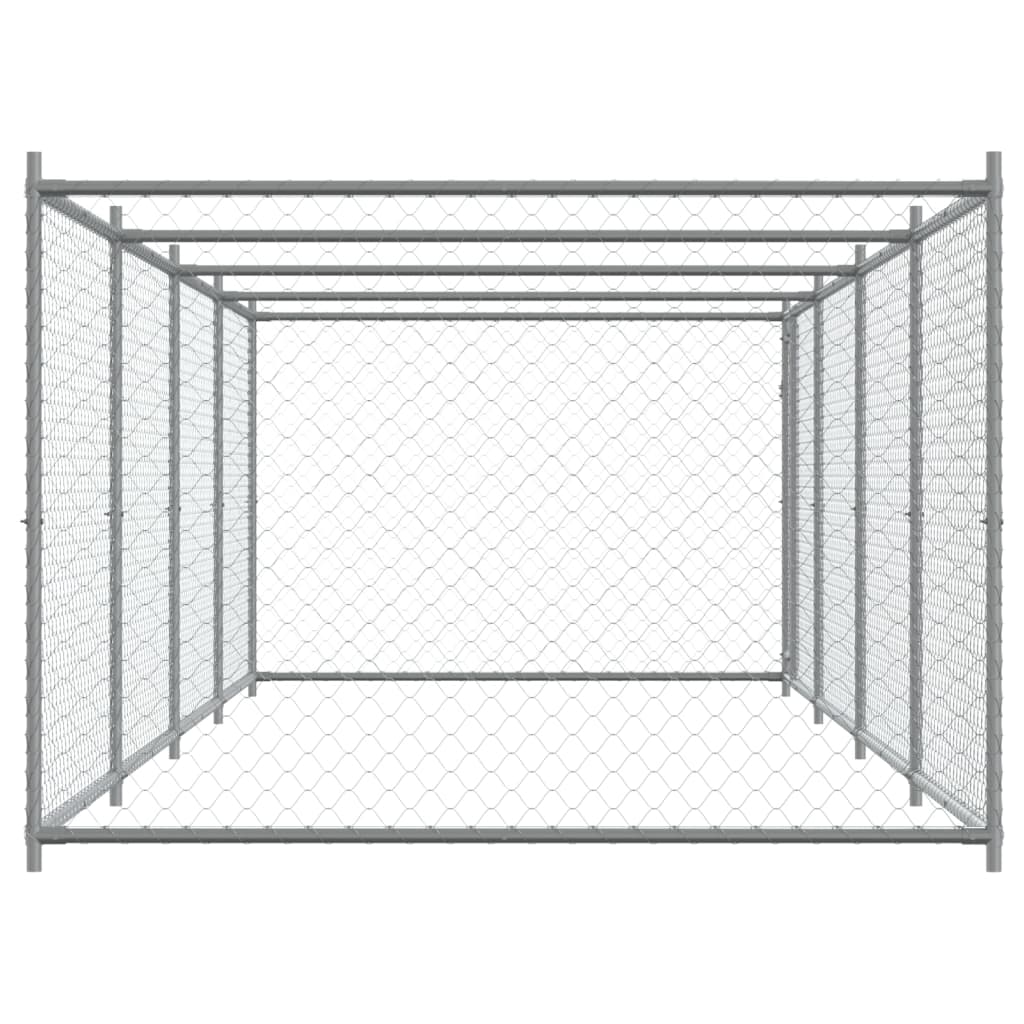 NNEVL Dog Cage with Door Grey 8x2x1.5 m Galvanised Steel