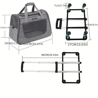 2-in-1 Cat Carrier with Wheels and Handle