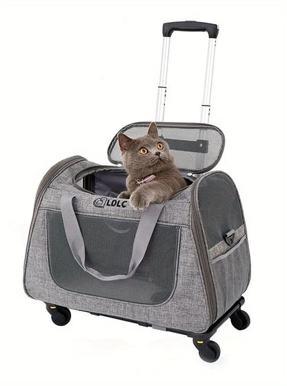 2-in-1 Cat Carrier with Wheels and Handle