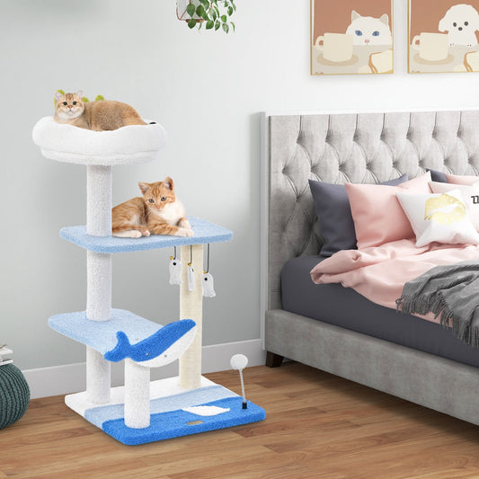 NNECW 3-level Ocean-themed Cat Tree with Sisal Covered Scratching Posts