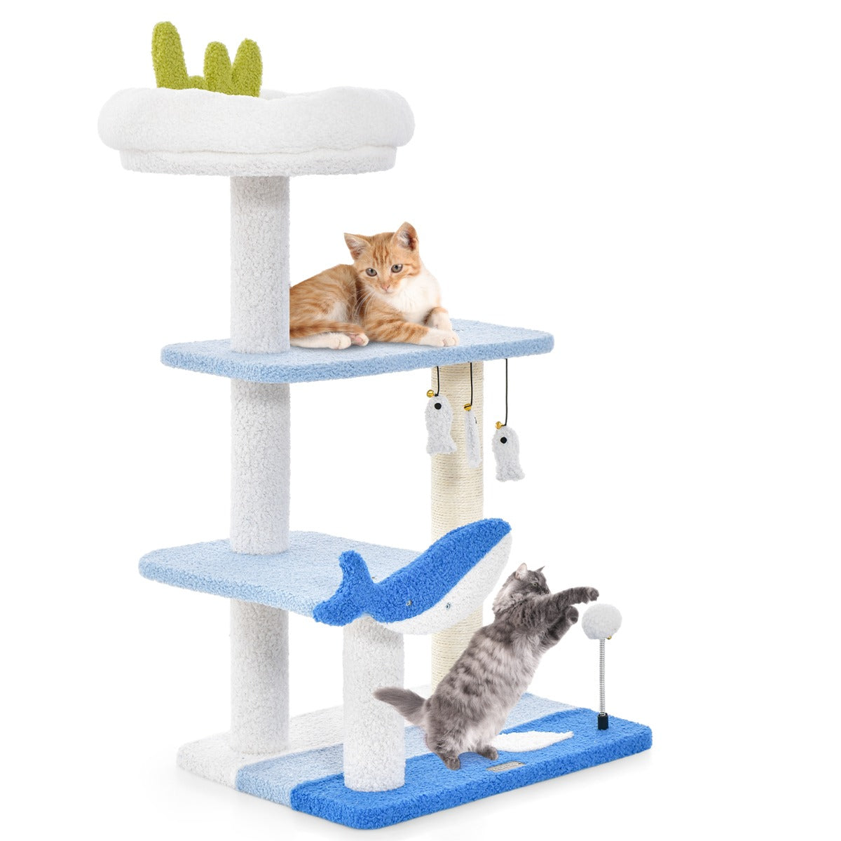 NNECW 3-level Ocean-themed Cat Tree with Sisal Covered Scratching Posts